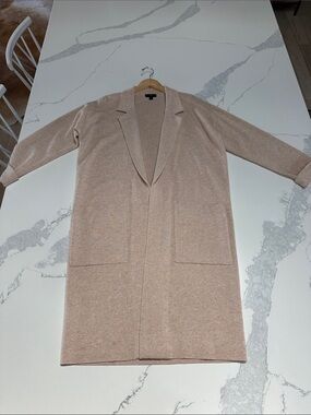 J. Crew Long Open-Front Duster Coat in Light Beige